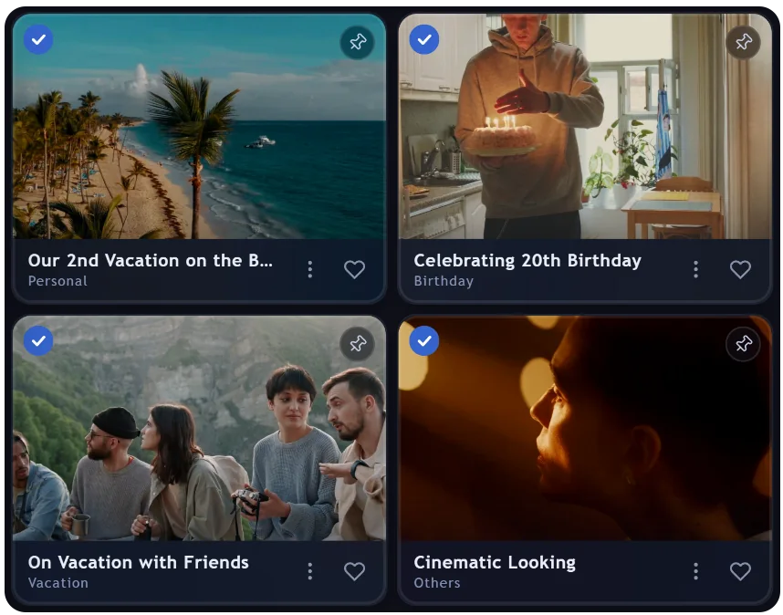 Selecting several videos for a compilation
