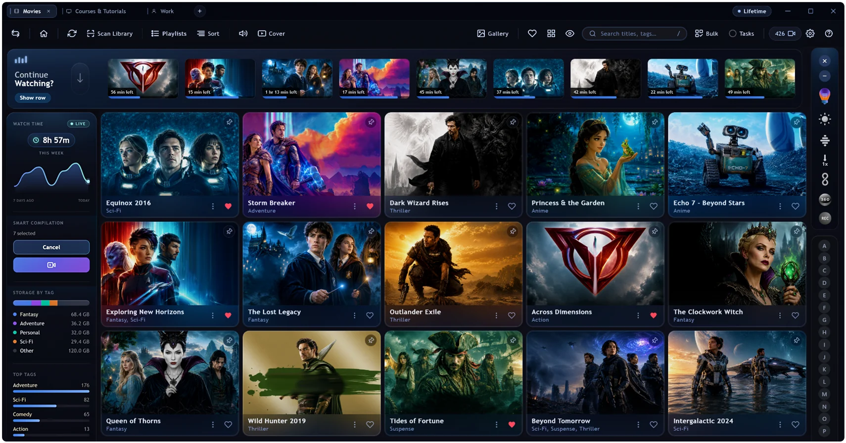 The MyStash app — a media library with key-art covers and stats
